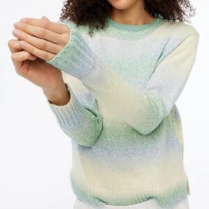 J. Crew Space-dyed Crewneck Pullover Sweater Size XS Green Blue Preppy Comfy